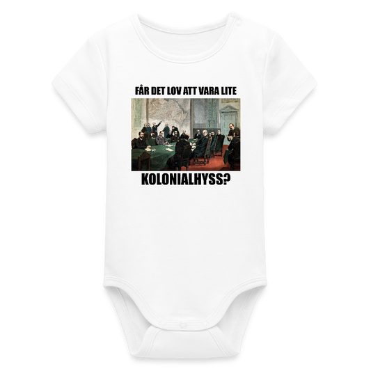Får det lov att vara lite kolonialhyss? (ekologisk kortärmad babybody-edition) - vit