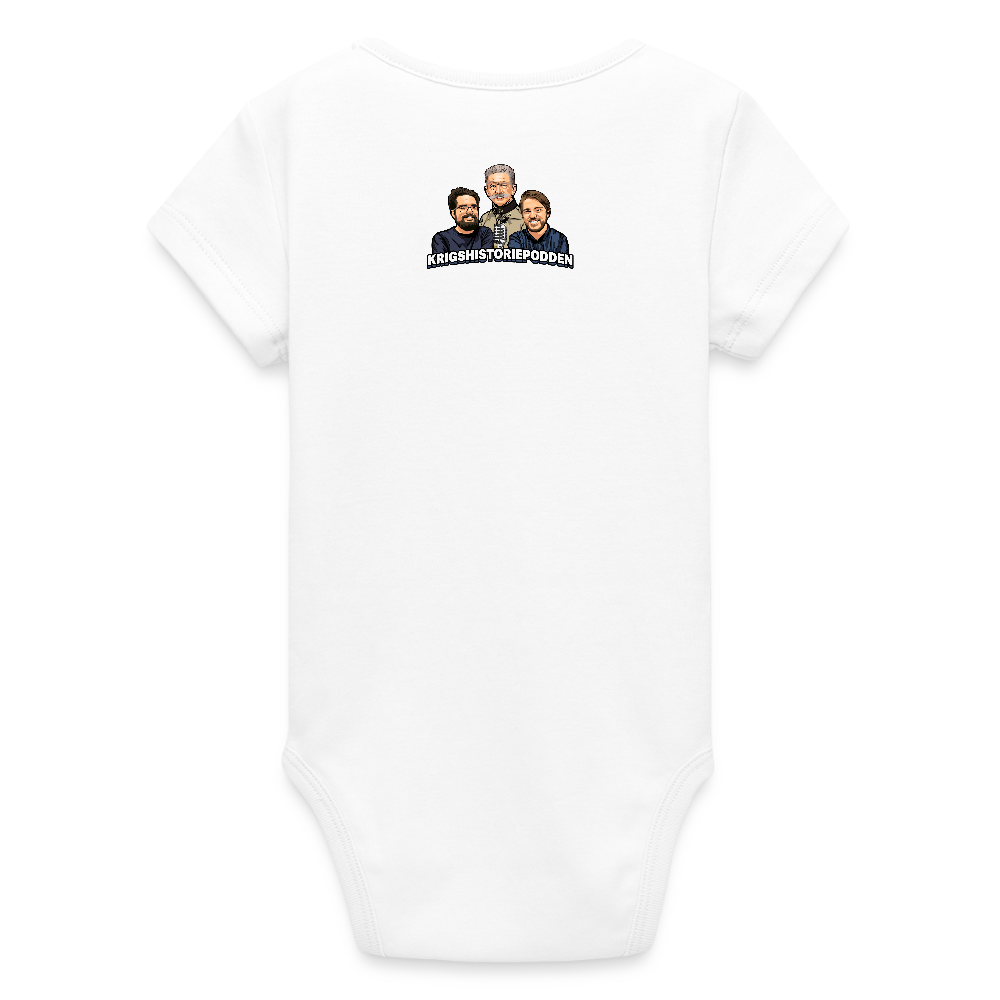 Medeltung Bandmatad Kulspruta (ekologisk kortärmad babybody-edition) - vit