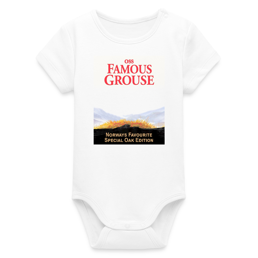 Famous Grouse (ekologisk kortärmad babybody-edition) - vit