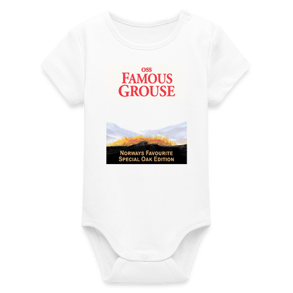Famous Grouse (ekologisk kortärmad babybody-edition) - vit