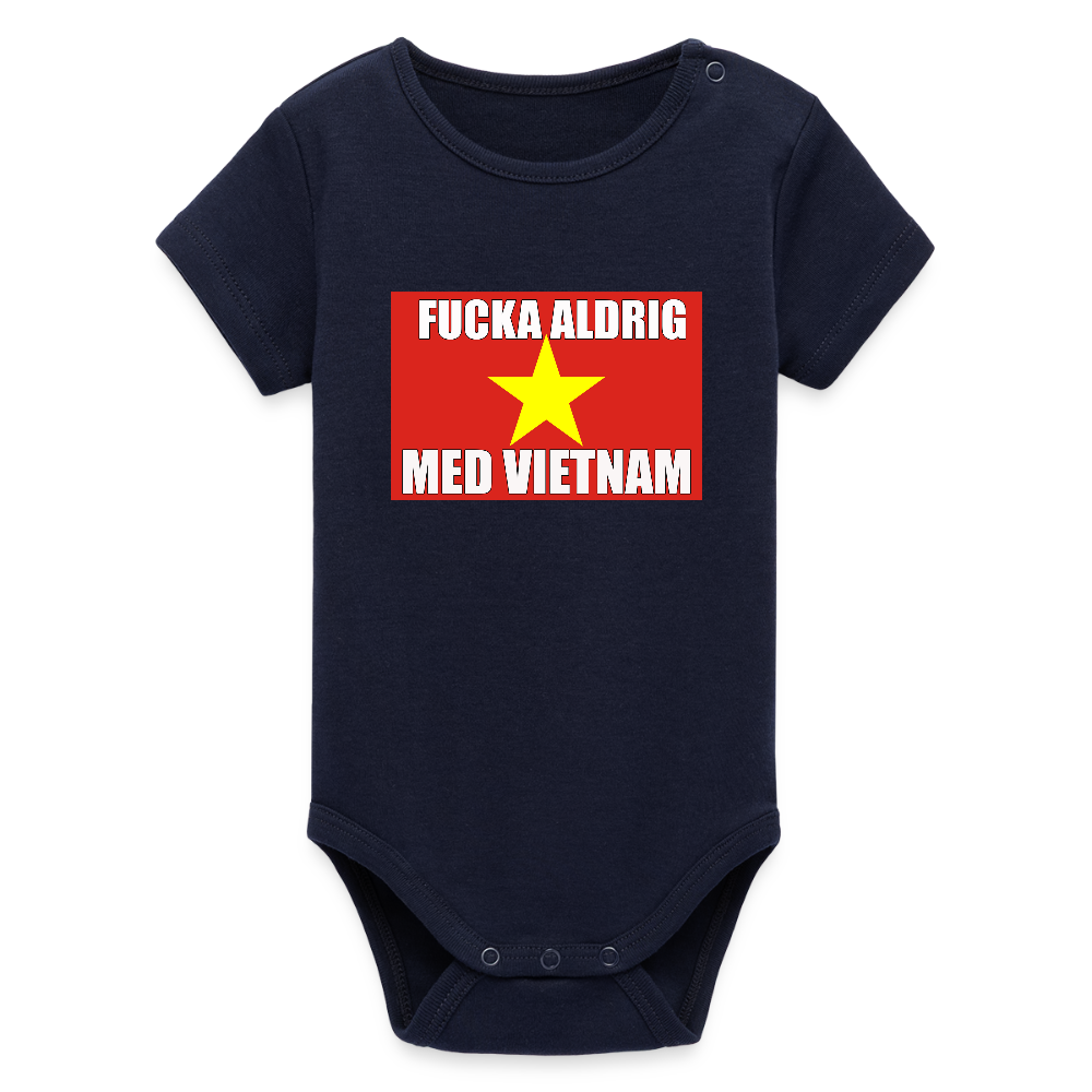 Fucka aldrig med Vietnam (ekologisk kortärmad babybody-edition) - marinblått