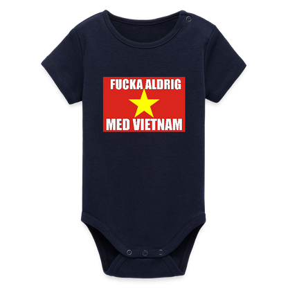 Fucka aldrig med Vietnam (ekologisk kortärmad babybody-edition) - marinblått
