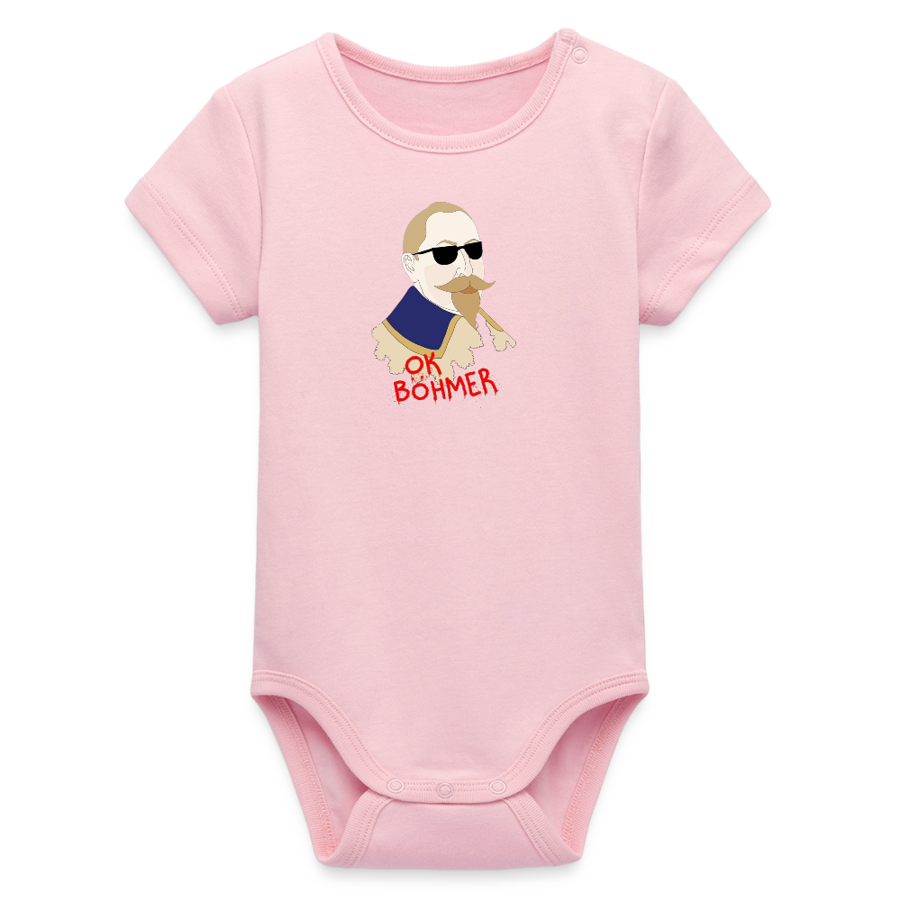 OK Böhmer (Ekologisk kontrastfärgad kortärmad babybody-edition) - ljusrosa