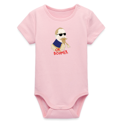 OK Böhmer (Ekologisk kontrastfärgad kortärmad babybody-edition) - ljusrosa