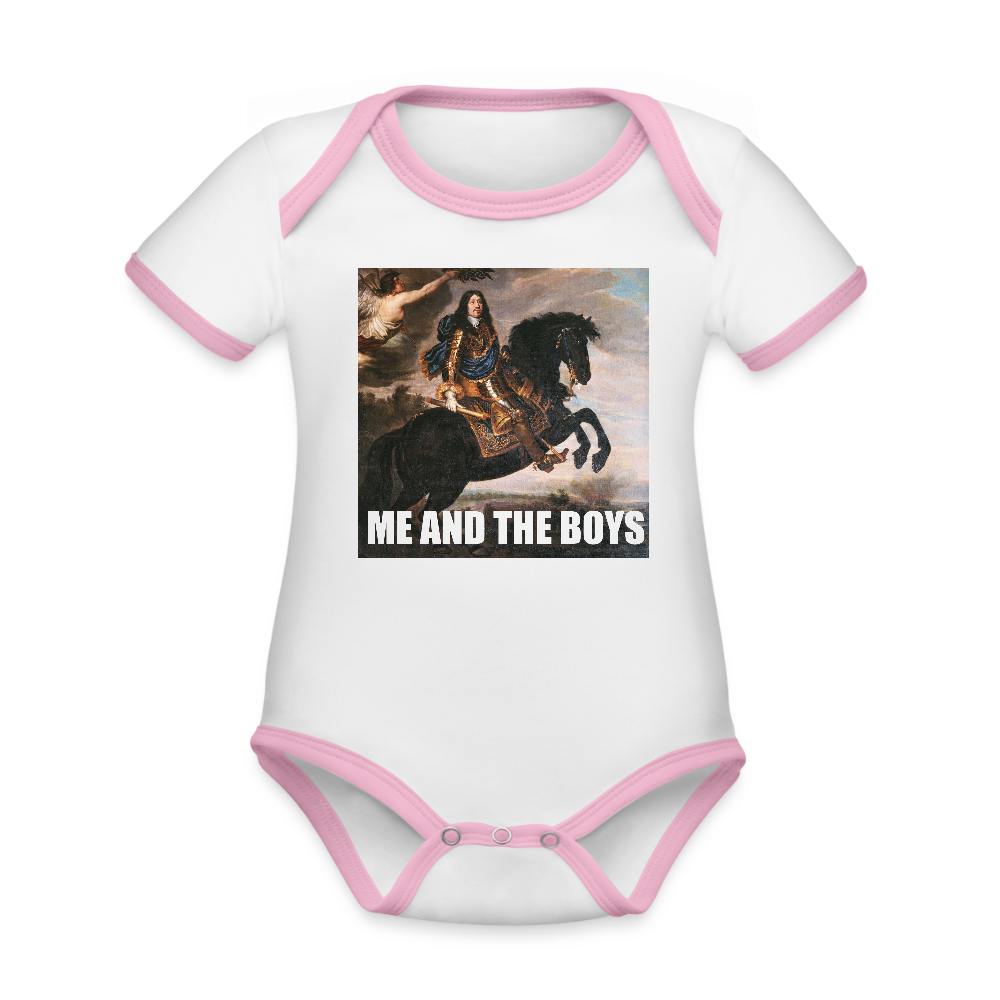 Karl X & boysen (Ekologisk kortärmad babybody-edition) - vit/rosa