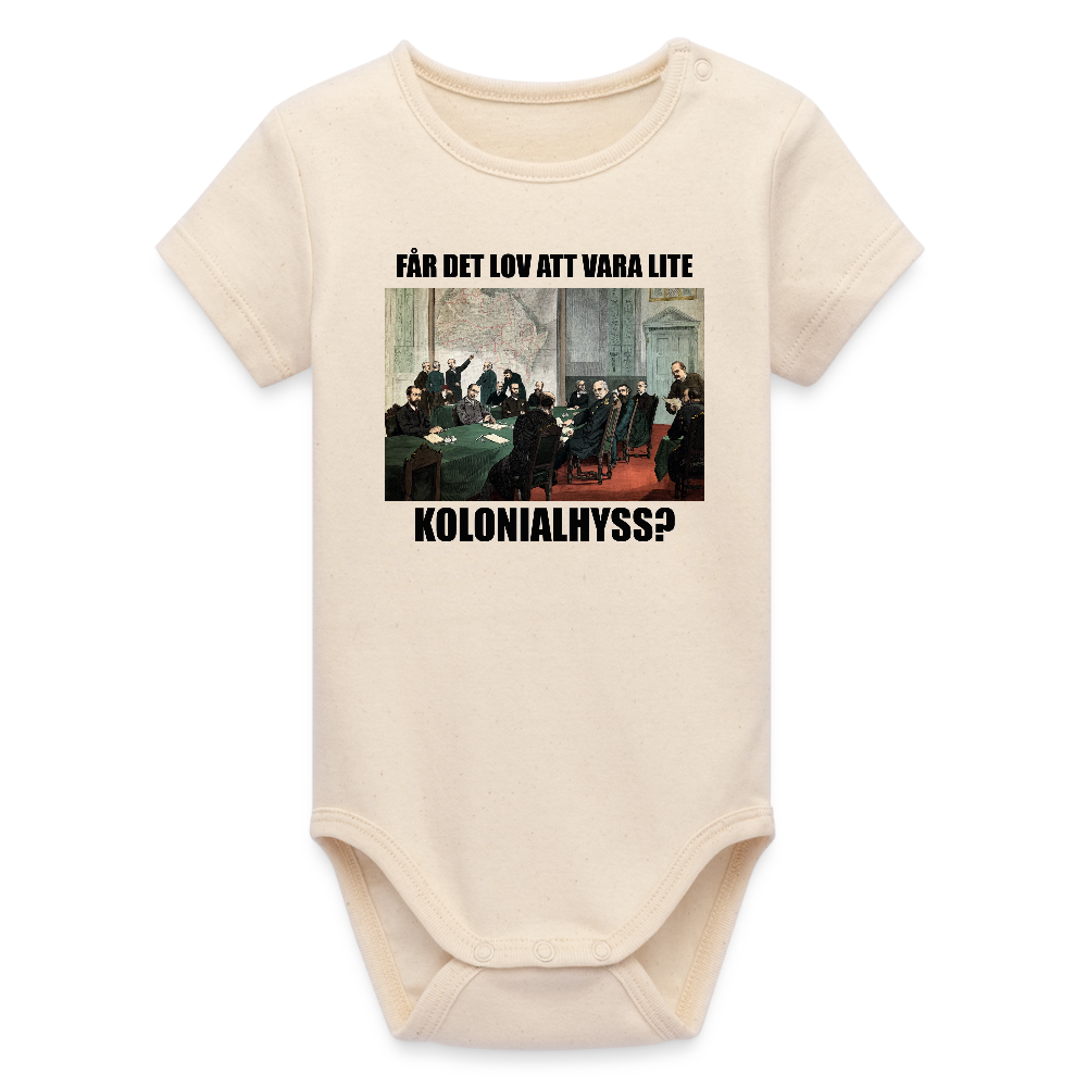 Får det lov att vara lite kolonialhyss? (ekologisk kortärmad babybody-edition) - vitgrå