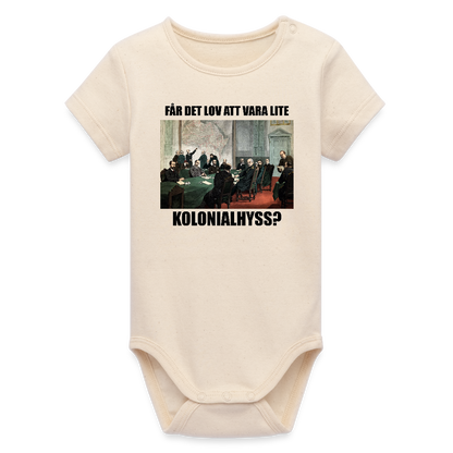 Får det lov att vara lite kolonialhyss? (ekologisk kortärmad babybody-edition) - vitgrå