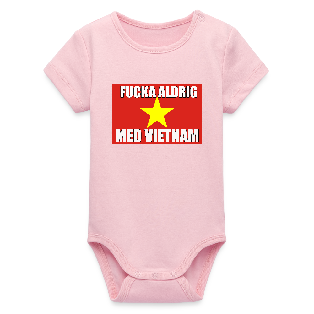 Fucka aldrig med Vietnam (ekologisk kortärmad babybody-edition) - ljusrosa