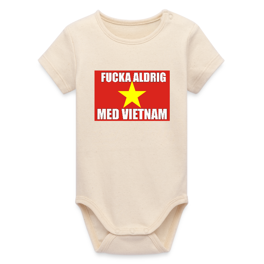 Fucka aldrig med Vietnam (ekologisk kortärmad babybody-edition) - vitgrå