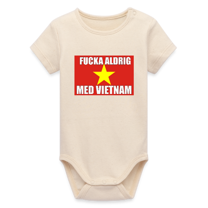 Fucka aldrig med Vietnam (ekologisk kortärmad babybody-edition) - vitgrå