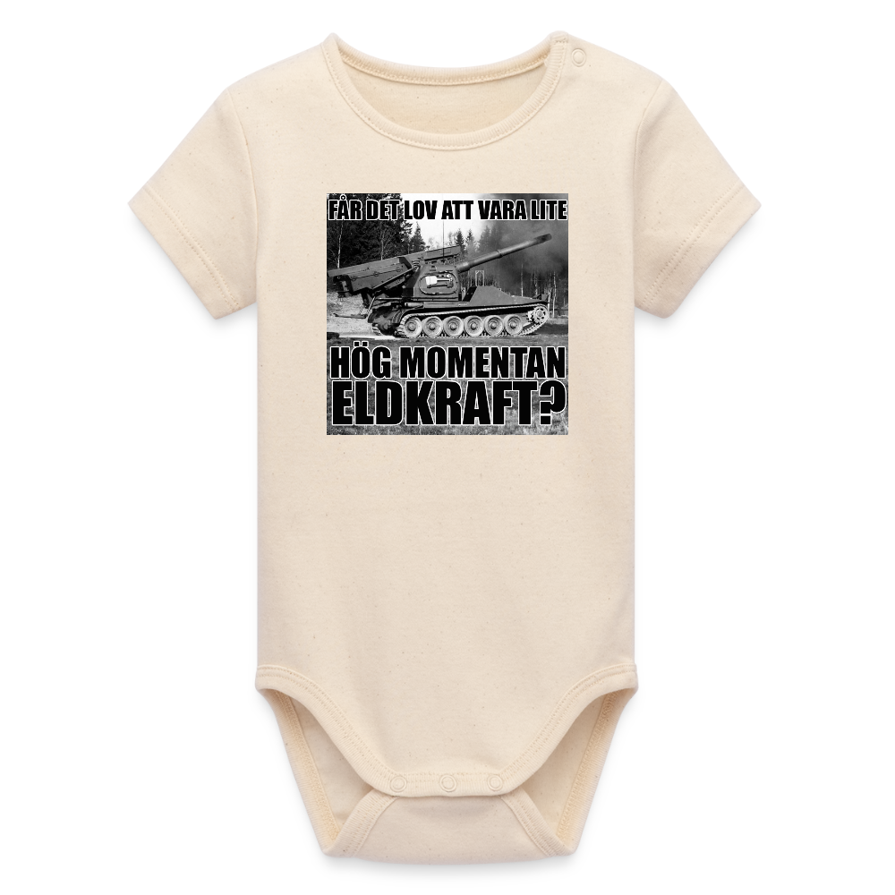 Får det lov att vara lite hög momentan eldkraft? – Bkan (ekologisk kortärmad babybody-edition) - vitgrå