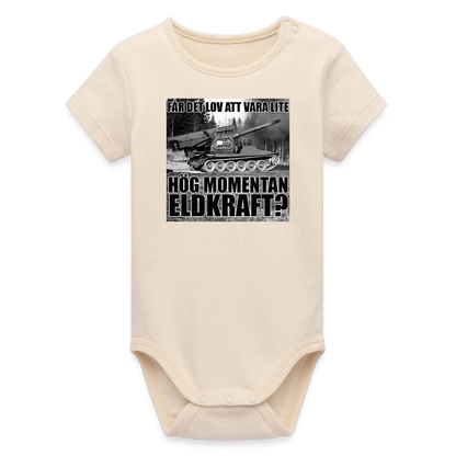 Får det lov att vara lite hög momentan eldkraft? – Bkan (ekologisk kortärmad babybody-edition) - vitgrå