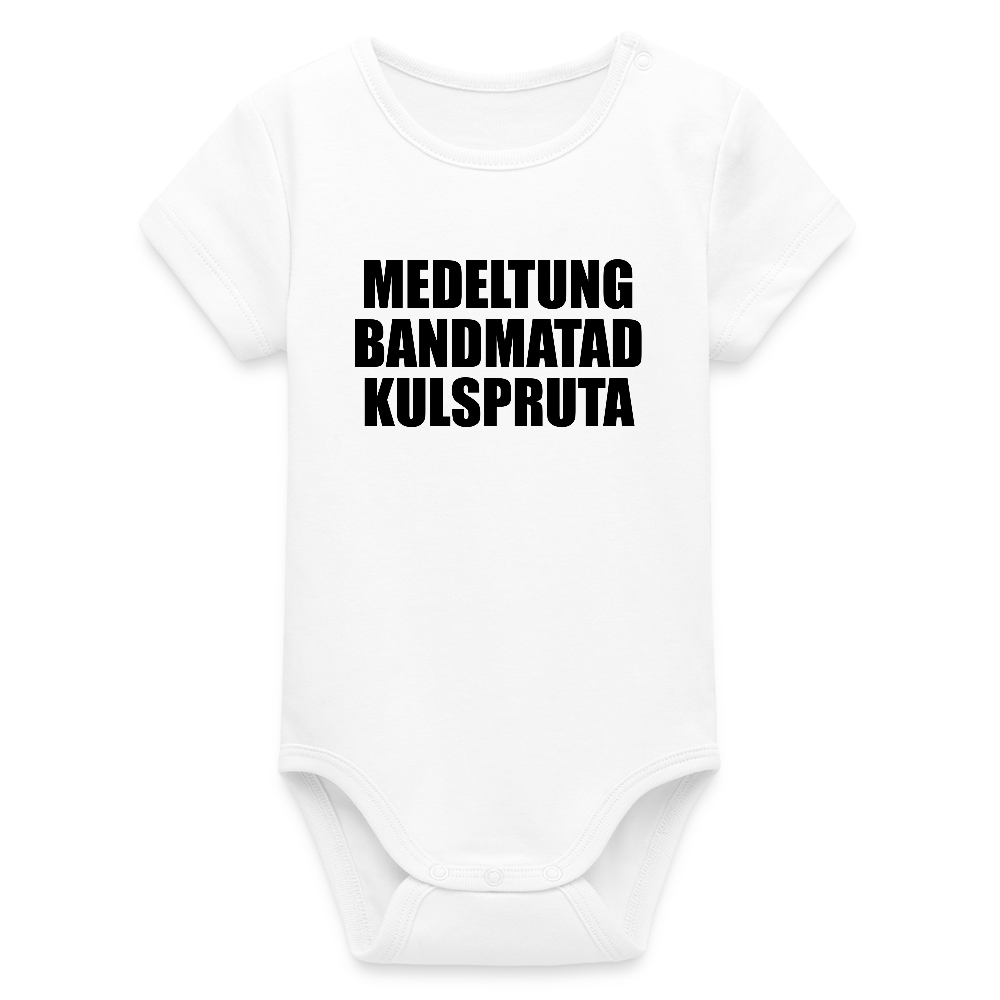 Medeltung Bandmatad Kulspruta (ekologisk kortärmad babybody-edition) - vit