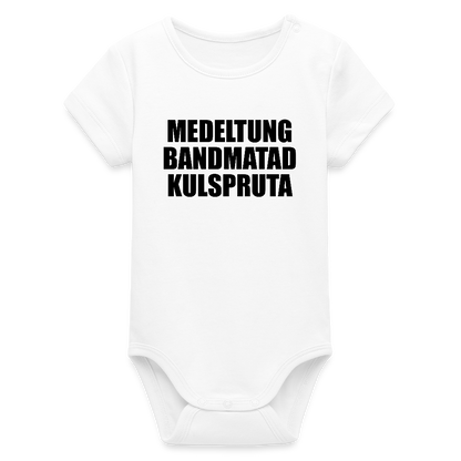 Medeltung Bandmatad Kulspruta (ekologisk kortärmad babybody-edition) - vit