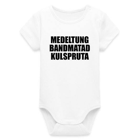 Medeltung Bandmatad Kulspruta (ekologisk kortärmad babybody-edition) - vit