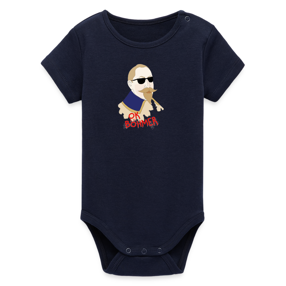 OK Böhmer (Ekologisk kontrastfärgad kortärmad babybody-edition) - marinblått