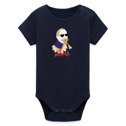 OK Böhmer (Ekologisk kontrastfärgad kortärmad babybody-edition) - marinblått