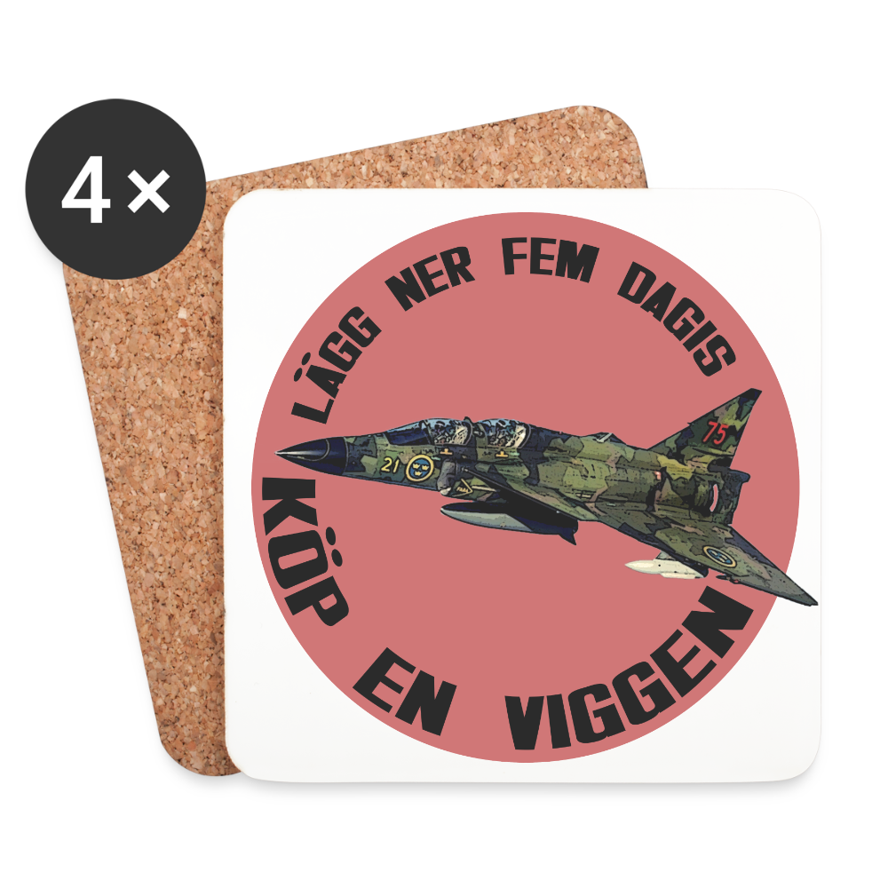Lägg ner fem dagis - köp en Viggen (Underlägg, 4-pack) - vit