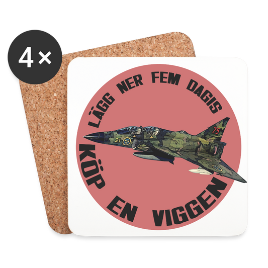 Lägg ner fem dagis - köp en Viggen (Underlägg, 4-pack) - vit