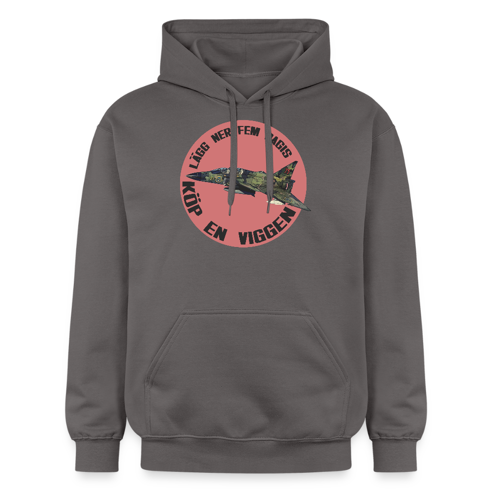 Lägg ner fem dagis - köp en Viggen (luvtröja unisex-edition) - mörkgrå