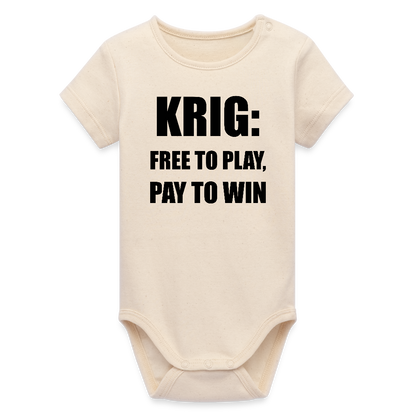 Krig: free to play, pay to win (Ekologisk kortärmad babybody-edition) - vitgrå