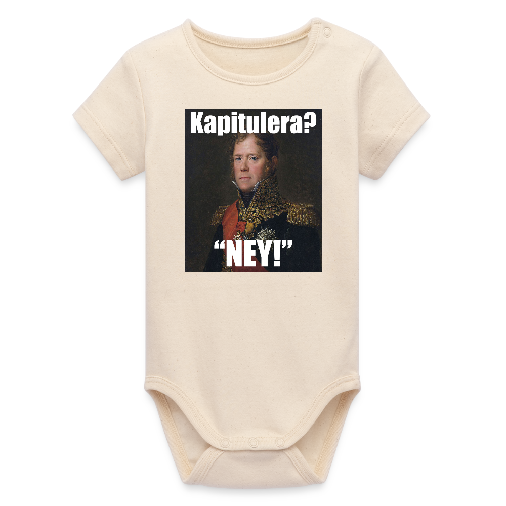 Kapitulera? Ney! (ekologisk kortärmad babybody-edition) - vitgrå