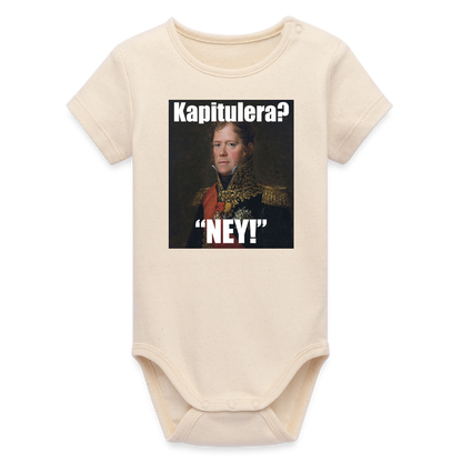 Kapitulera? Ney! (ekologisk kortärmad babybody-edition) - vitgrå