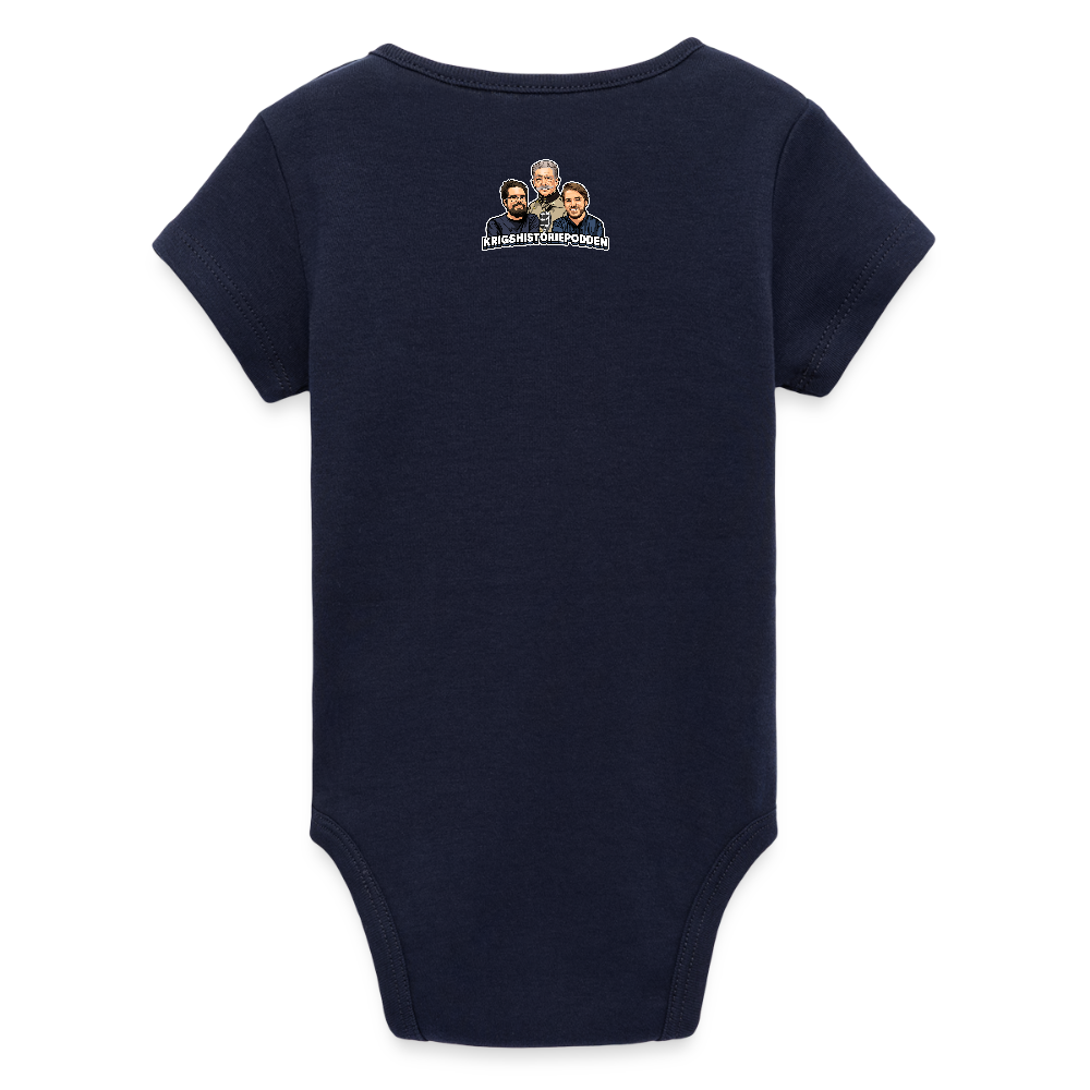 Krigshistoriepodden (ekologisk kortärmad babybody-edition) - marinblått