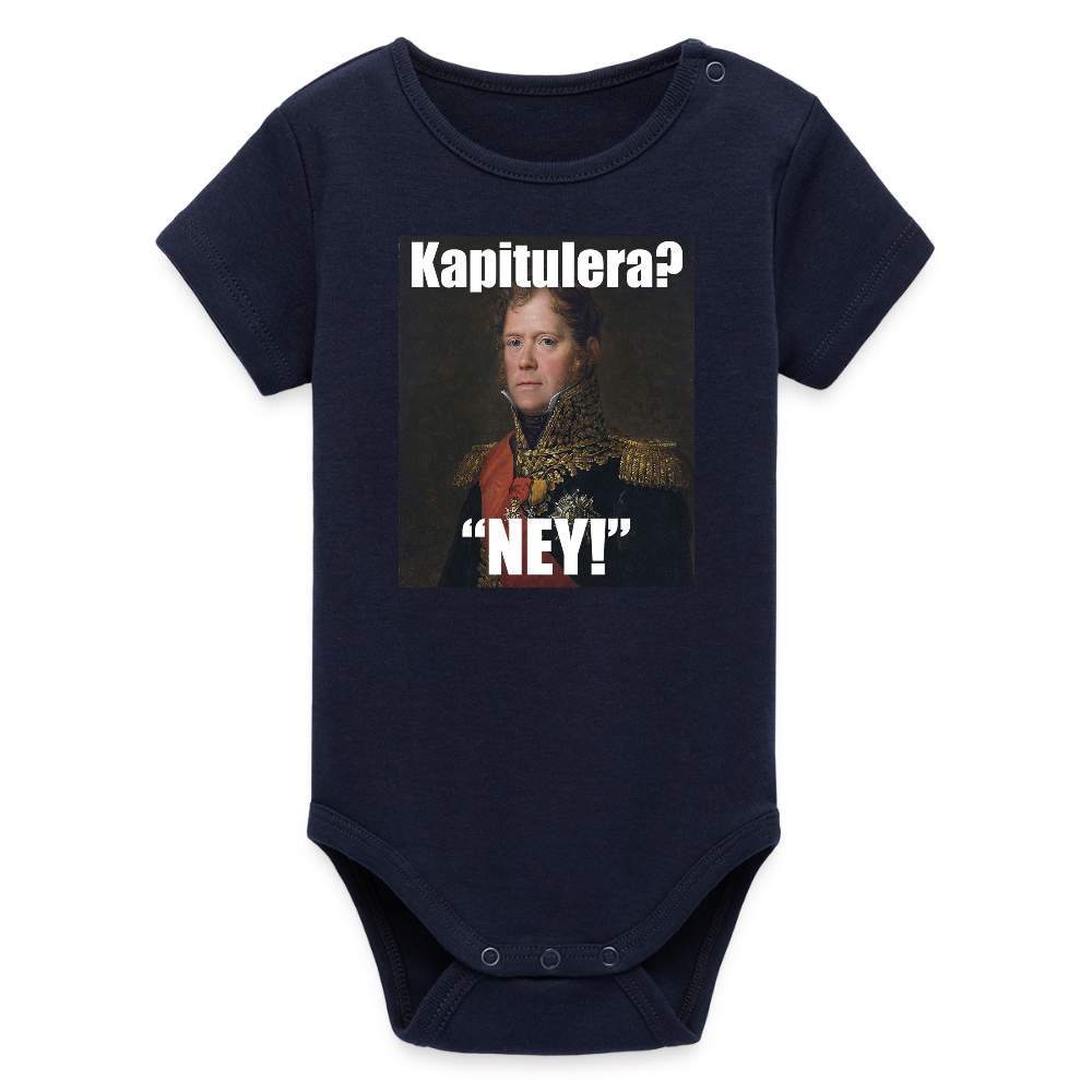 Kapitulera? Ney! (ekologisk kortärmad babybody-edition) - marinblått