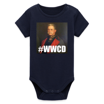 #WWCD (ekologisk kortärmad babybody-edition) - marinblått