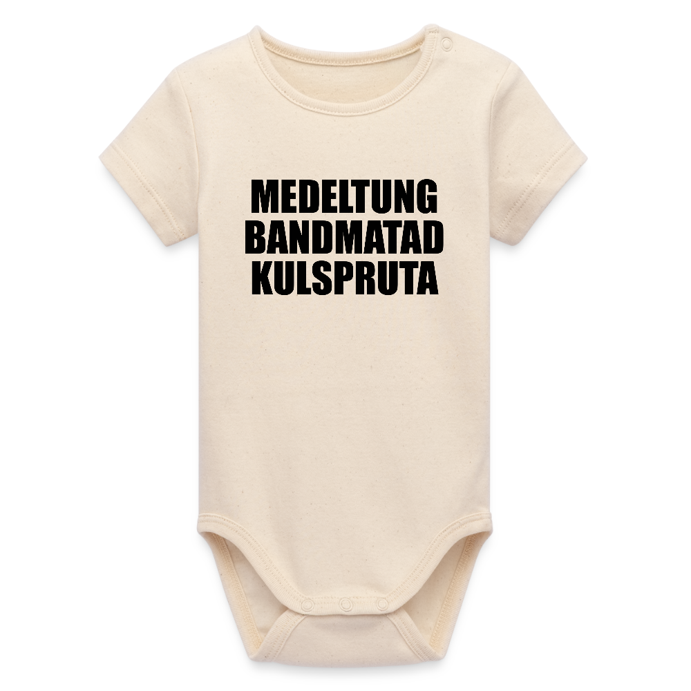 Medeltung Bandmatad Kulspruta (ekologisk kortärmad babybody-edition) - vitgrå