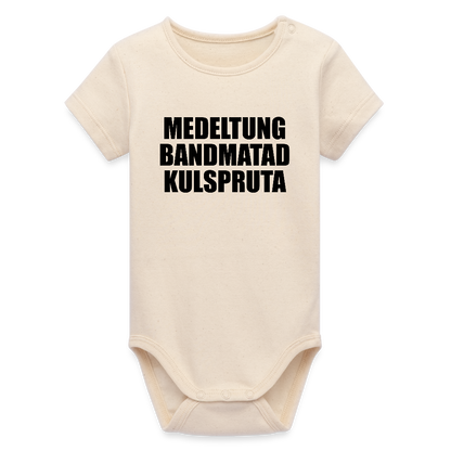 Medeltung Bandmatad Kulspruta (ekologisk kortärmad babybody-edition) - vitgrå