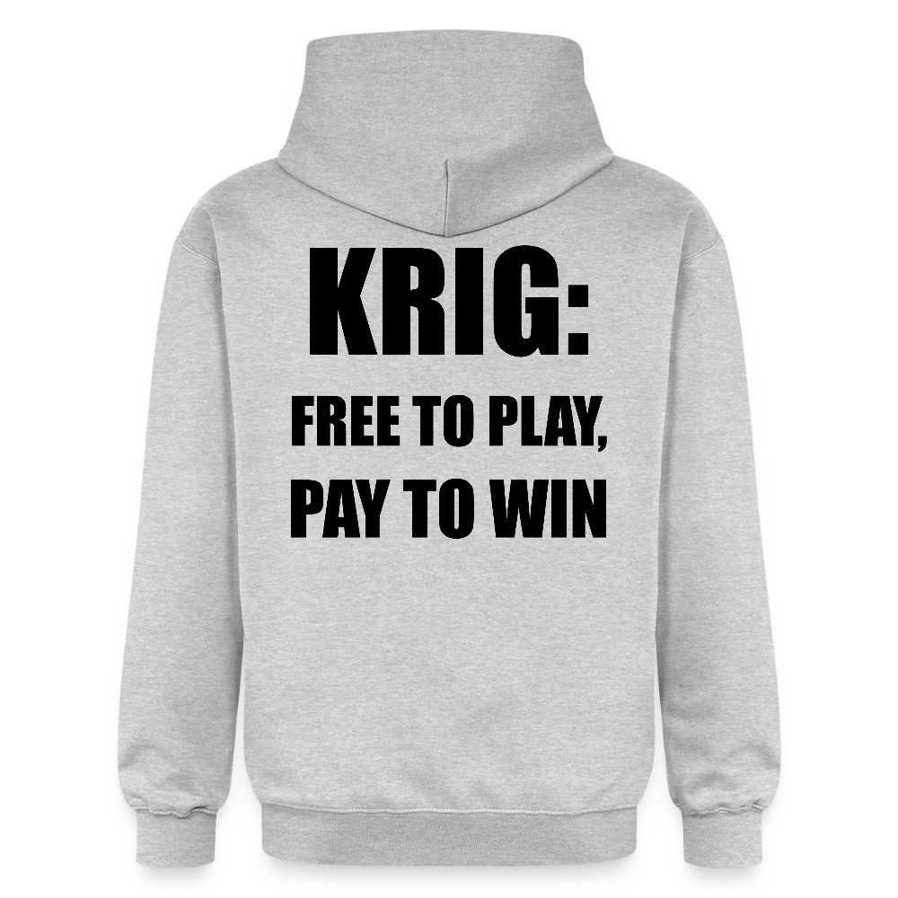 Krig: free to play, pay to win (luvtröja unisex-edition) - ljusgråmelerad