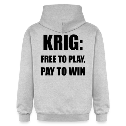 Krig: free to play, pay to win (luvtröja unisex-edition) - ljusgråmelerad