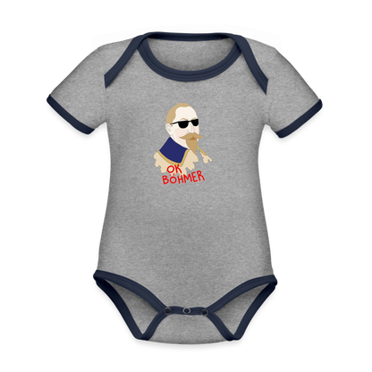 OK Böhmer (Ekologisk kontrastfärgad kortärmad babybody-edition) - gråmelerad/marinblå