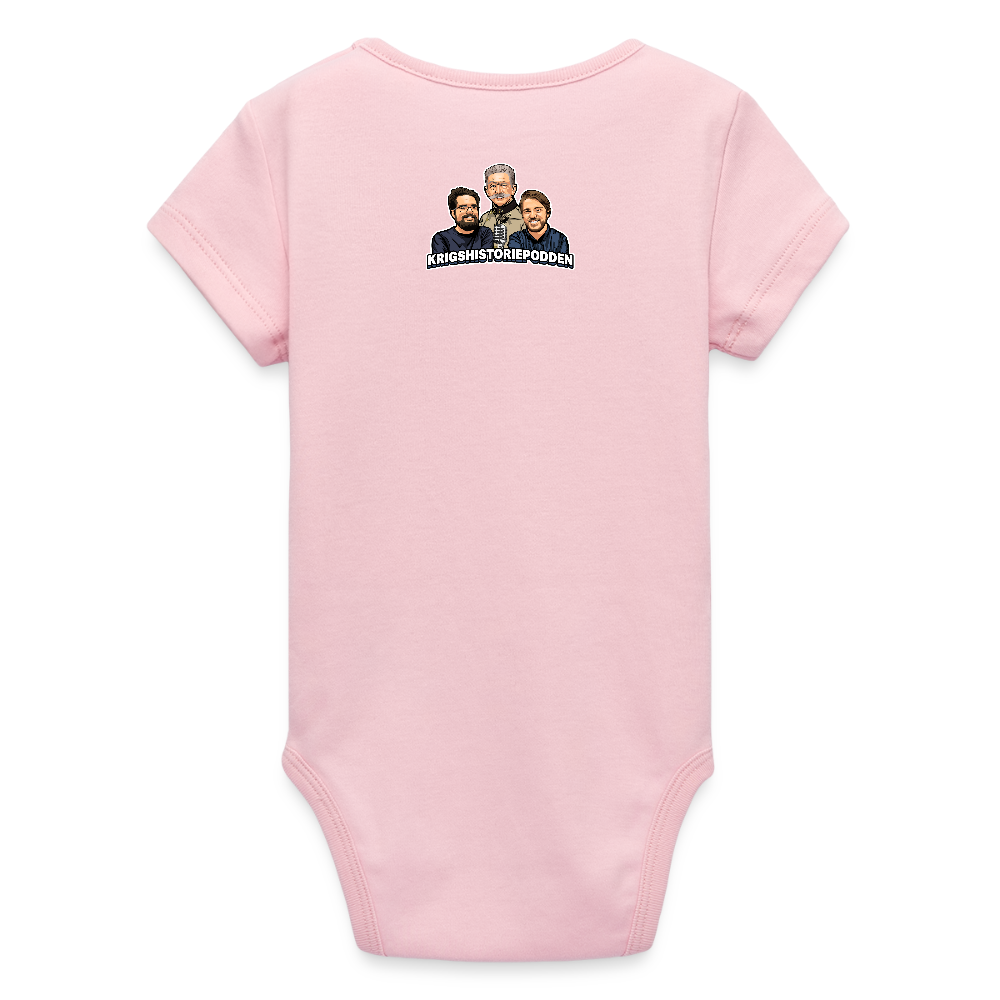 Medeltung Bandmatad Kulspruta (ekologisk kortärmad babybody-edition) - ljusrosa