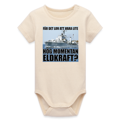 Får det lov att vara lite hög momentan eldkraft? – Halland (ekologisk kortärmad babybody-edition) - vitgrå