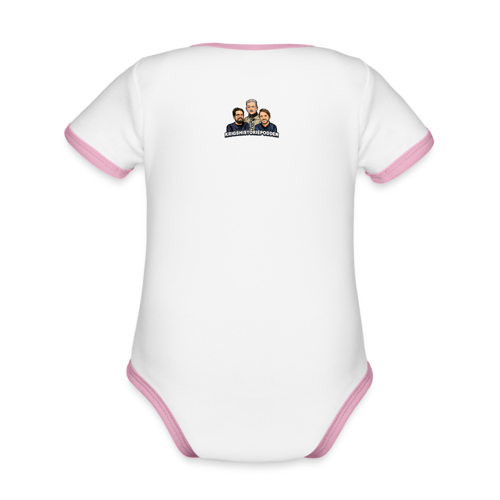 OK Böhmer (Ekologisk kontrastfärgad kortärmad babybody-edition) - vit/rosa