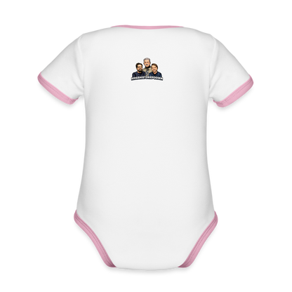 OK Böhmer (Ekologisk kontrastfärgad kortärmad babybody-edition) - vit/rosa