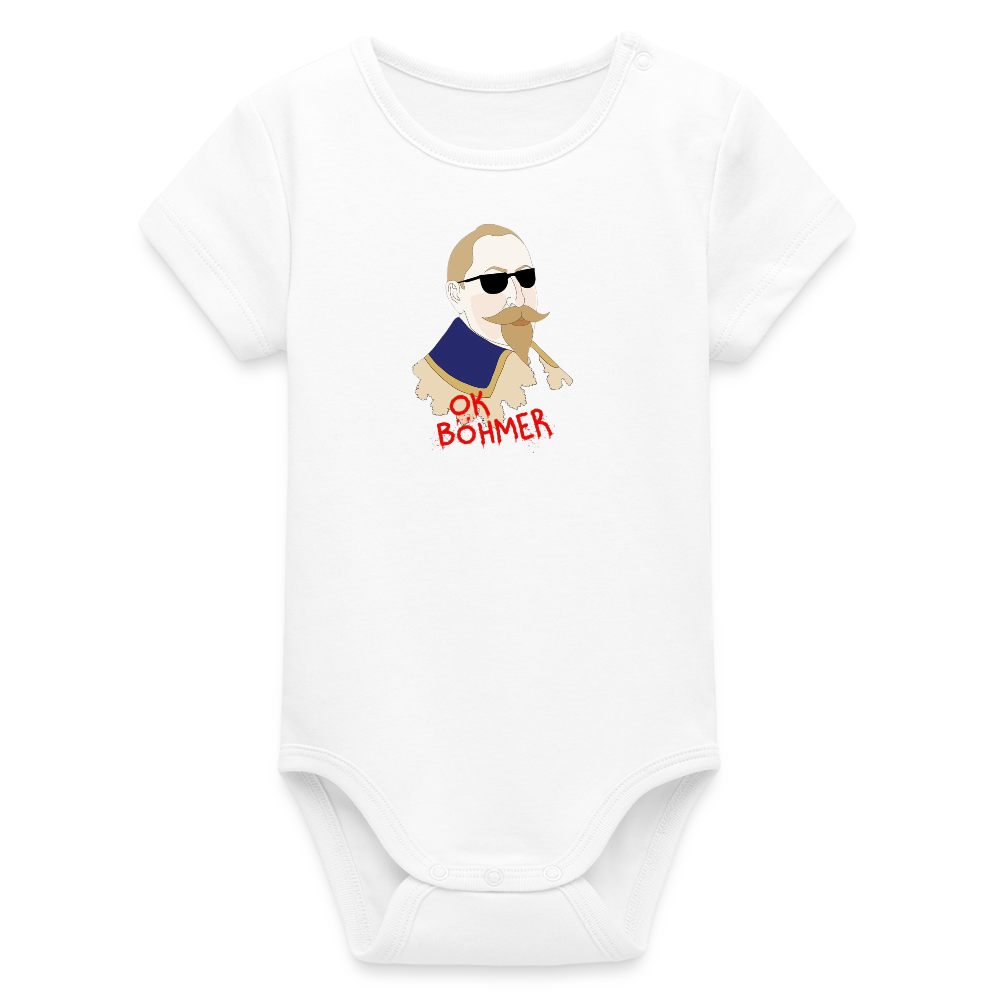 OK Böhmer (Ekologisk kontrastfärgad kortärmad babybody-edition) - vit