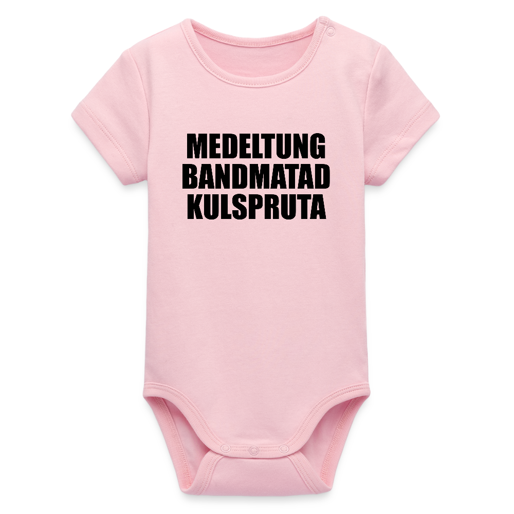 Medeltung Bandmatad Kulspruta (ekologisk kortärmad babybody-edition) - ljusrosa