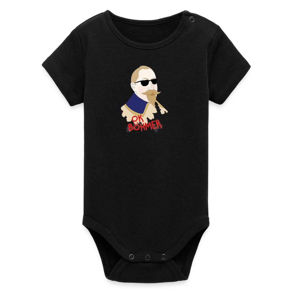 OK Böhmer (Ekologisk kontrastfärgad kortärmad babybody-edition) - svart