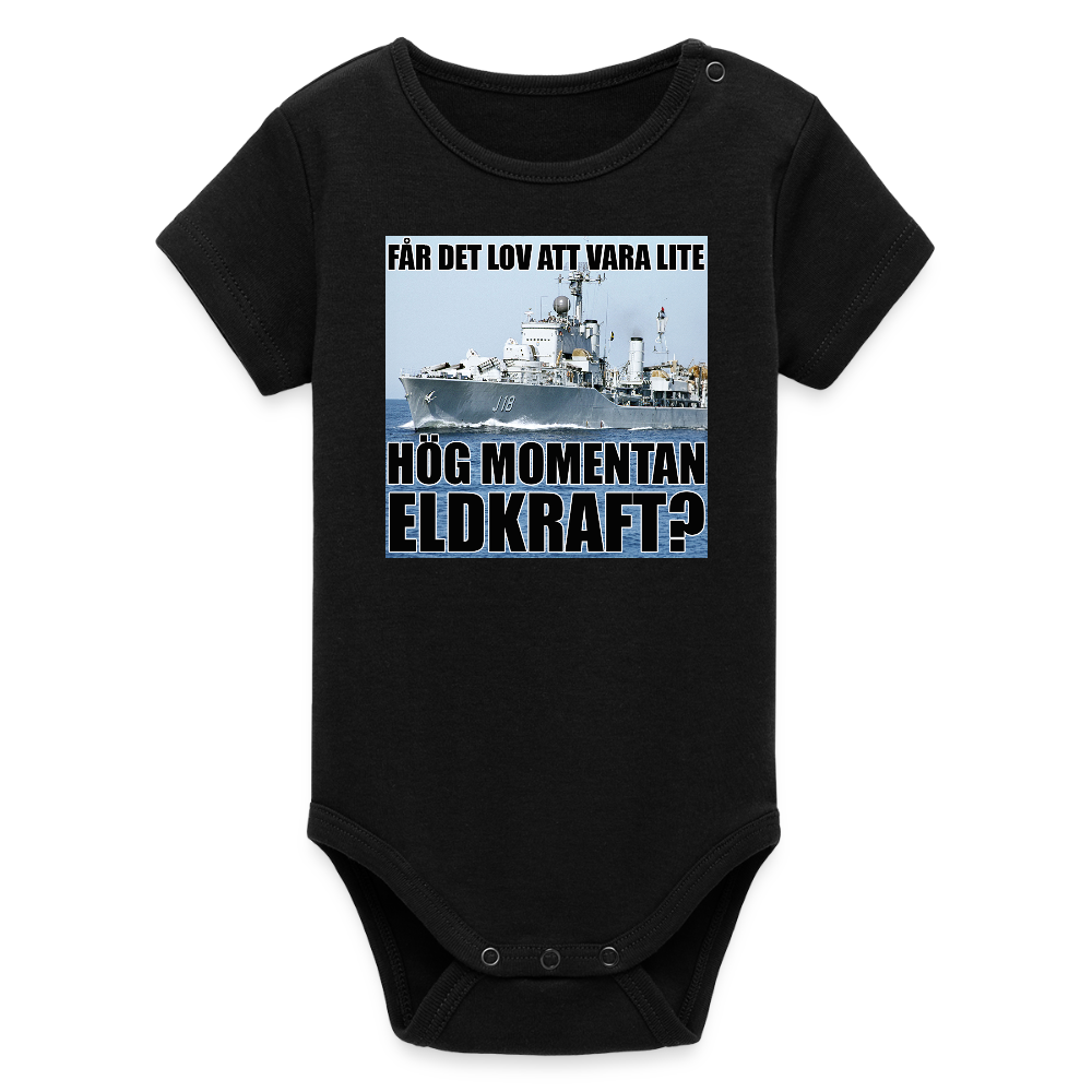 Får det lov att vara lite hög momentan eldkraft? – Halland (ekologisk kortärmad babybody-edition) - svart