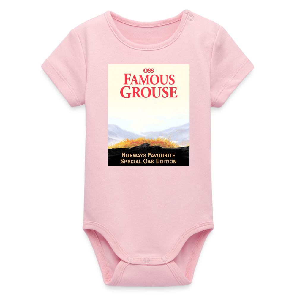 Famous Grouse (ekologisk kortärmad babybody-edition) - ljusrosa