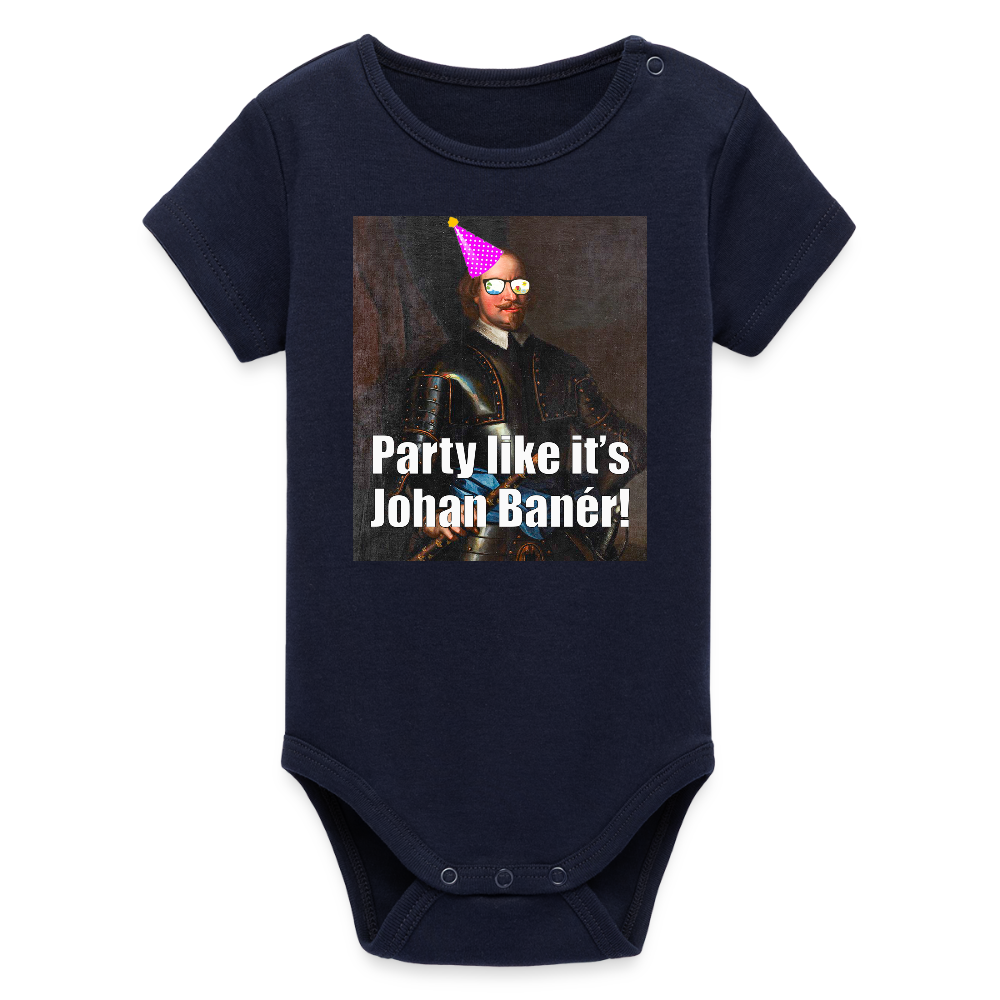 Party like it's Johan Banér! (ekologisk kortärmad babybody-edition) - marinblått