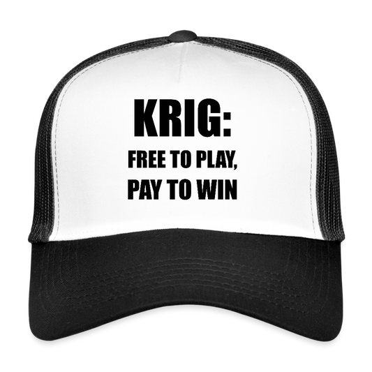 Krig: free to play, pay to win (Truckerkeps-edition) - vit/svart