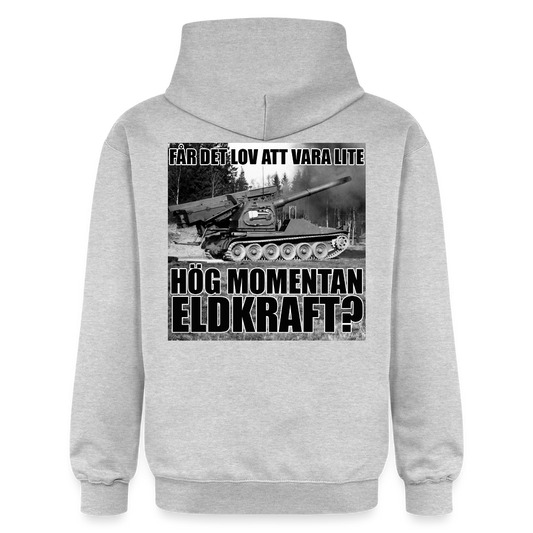 Får det lov att vara lite hög momentan eldkraft? – Bkan (luvtröja unisex-edition) - ljusgråmelerad