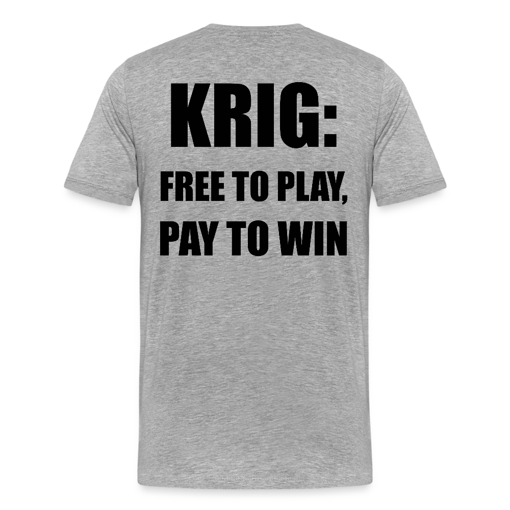 Krig: free to play, pay to win (ekologisk premium-T-shirt herr-edition) - gråmelerad