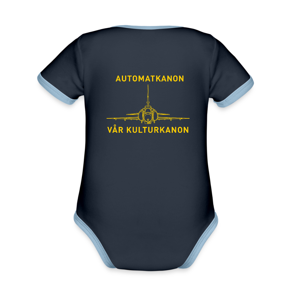 Automatkanon, vår kulturkanon (ekologisk kortärmad babybody-edition) - marinblå/himmelsblå