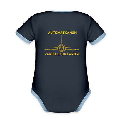 Automatkanon, vår kulturkanon (ekologisk kortärmad babybody-edition) - marinblå/himmelsblå